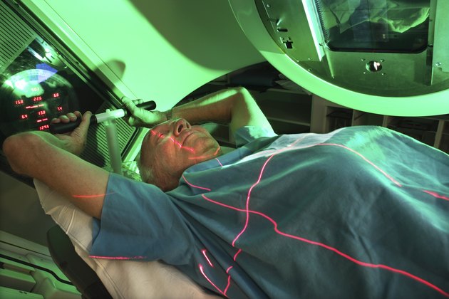 Elderly patient being scanned