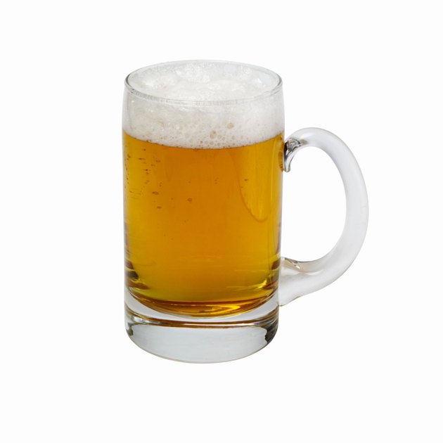 Close up view of a glass of beer
