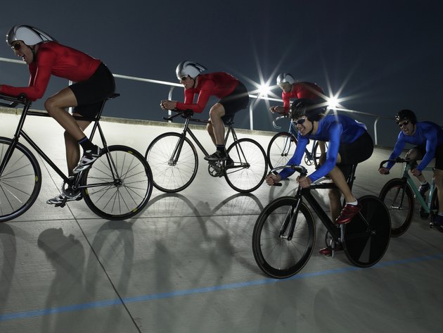 Cycling race on velodrome track