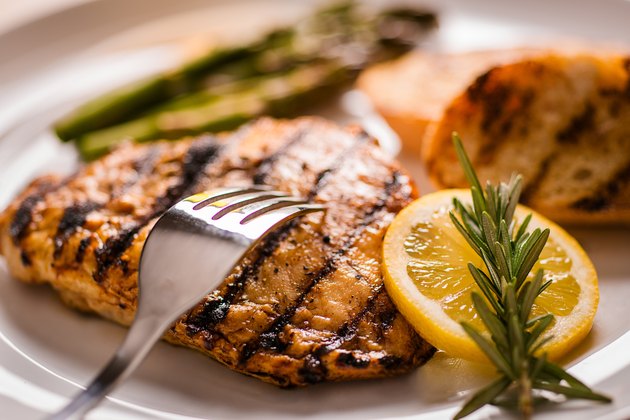 Chicken breast dinner on plate