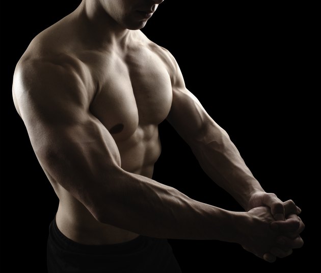 Muscular male body on black background