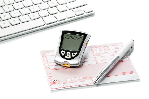 Glucose meter and recipe on the doctors desk