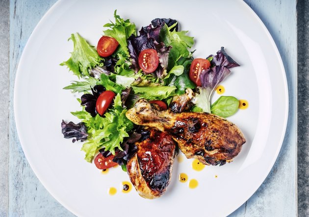 Roasted chicken with fresh salad