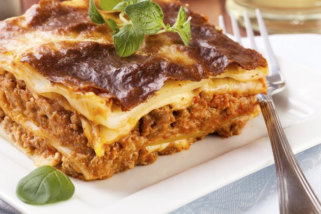 Portion of tasty lasagna on a plate