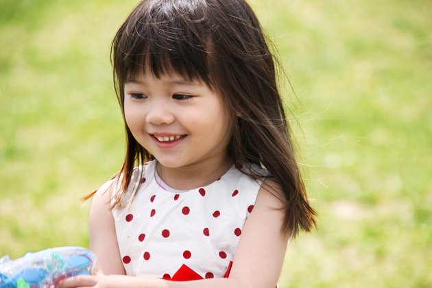 A girl playing outside