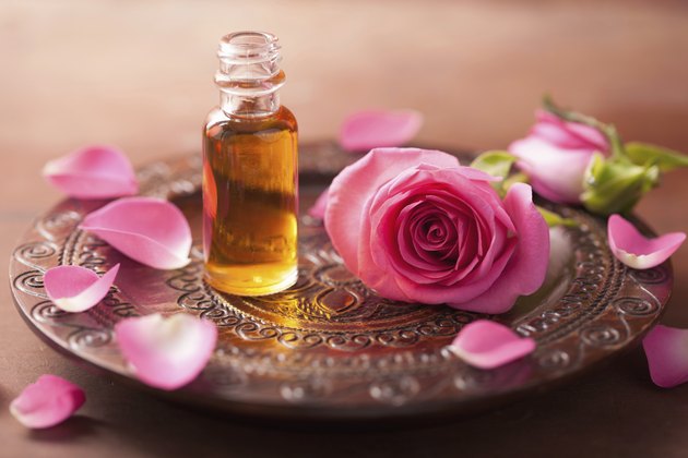 rose flower and essential oil. spa, aromatherapy