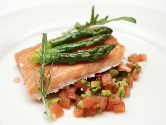 Slow cooked salmon steak