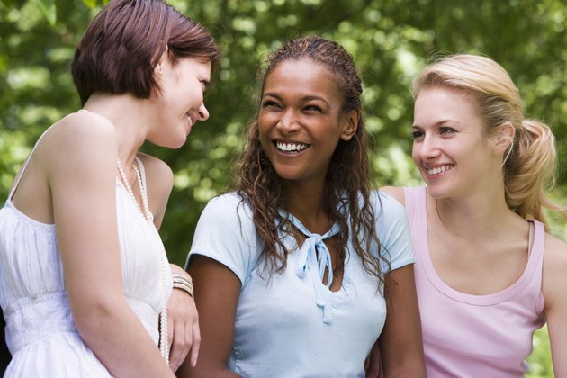Friends talking outdoors