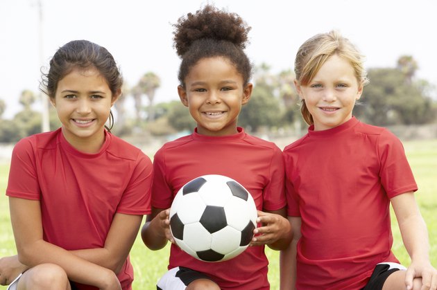 Young Girls In Football Team