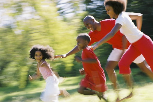 Parents chasing children