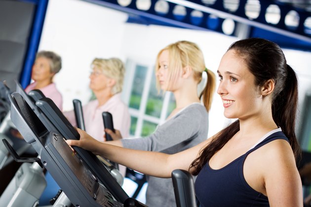 Brunette girl working out