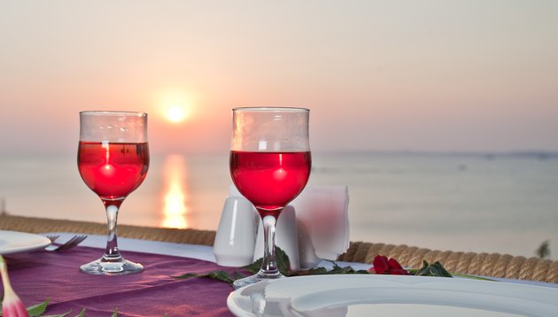 Red Wine glass with sunset.