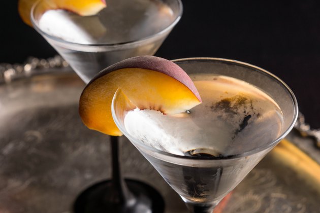Vodka and martini with fresh peaches