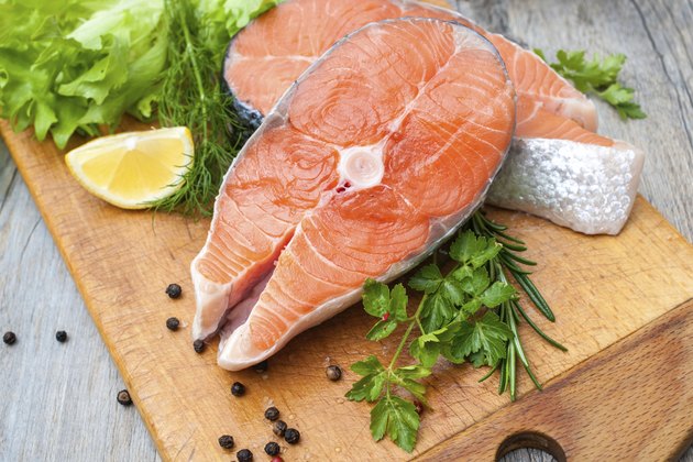 Salmon fish steaks