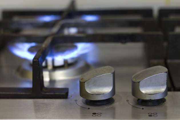 Gas stove with flame