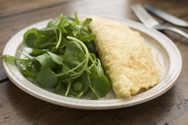 Plain omelette and salad