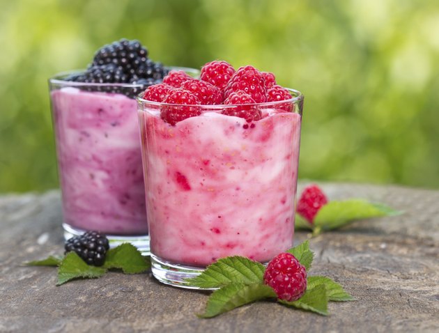Fruit yogurt in the glass