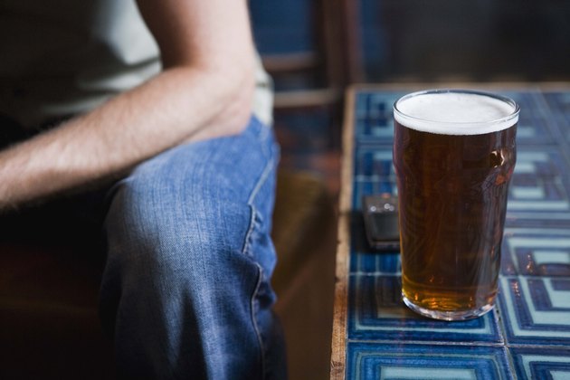 Glass of beer in pub