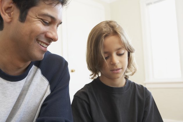 Father and son talking