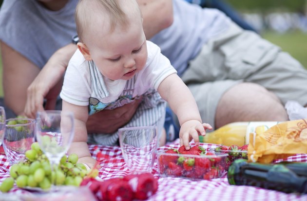 Adorable little boy on his first picnic