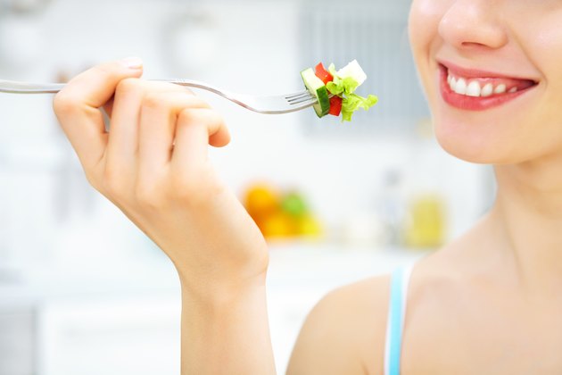 eating salad