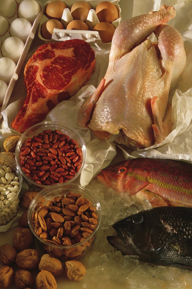 Raw meats with eggs and other ingredients