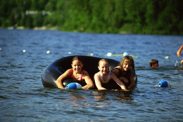Group of children playing in water