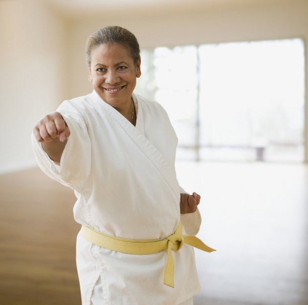 Hispanic woman practicing martial arts
