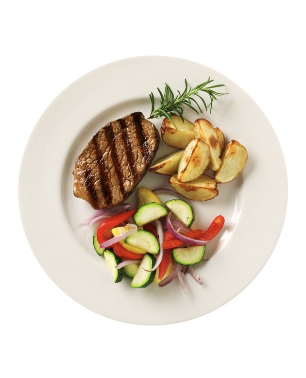 Steak with potatoes and vegetables