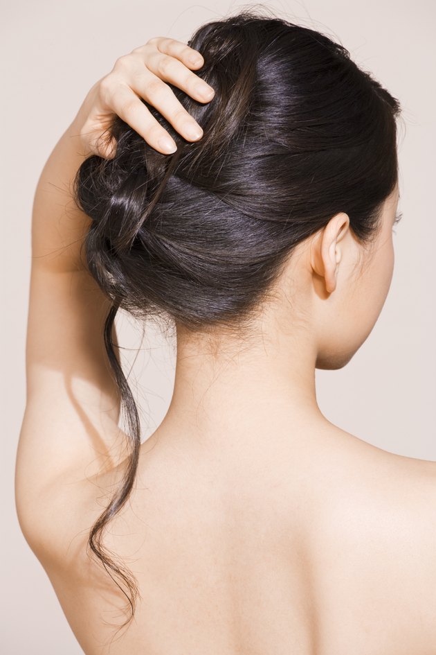 Back view of woman with hair in bun