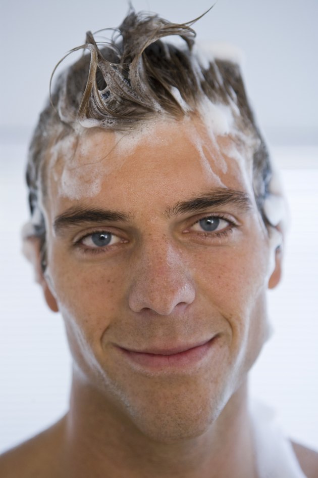 Man with shampoo in hair