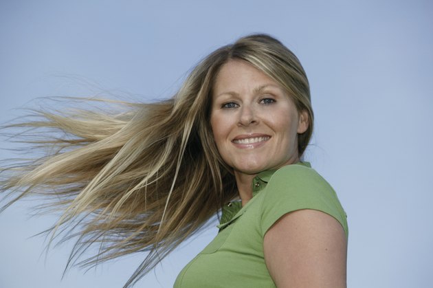 Portrait of woman with windblown hair