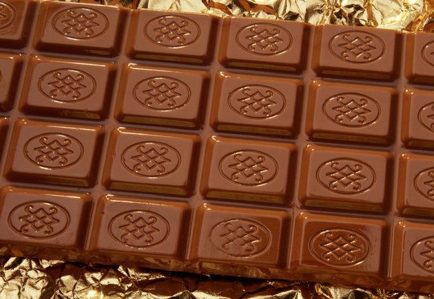Chocolate bar on gold foil