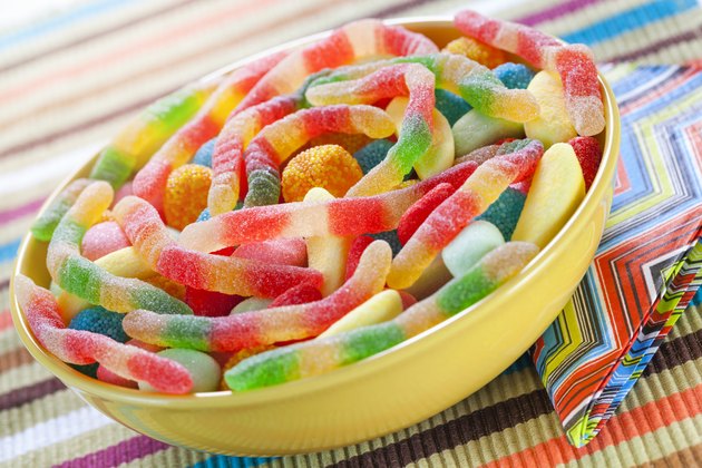worm candy on bowl