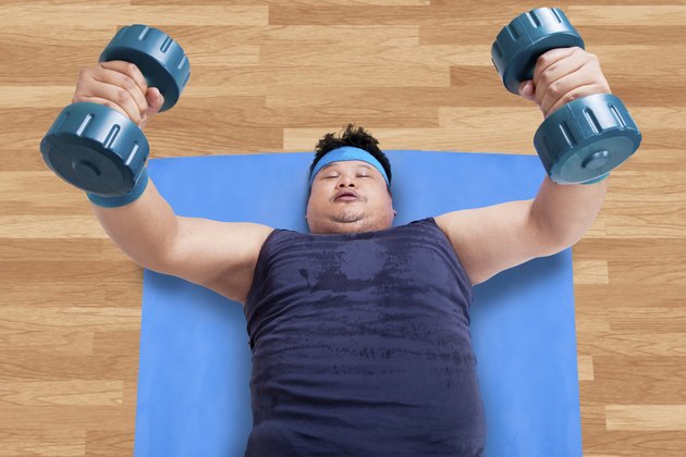 High angle view of man workout