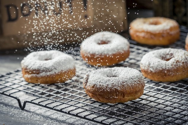 Donuts decorated with powder sugar