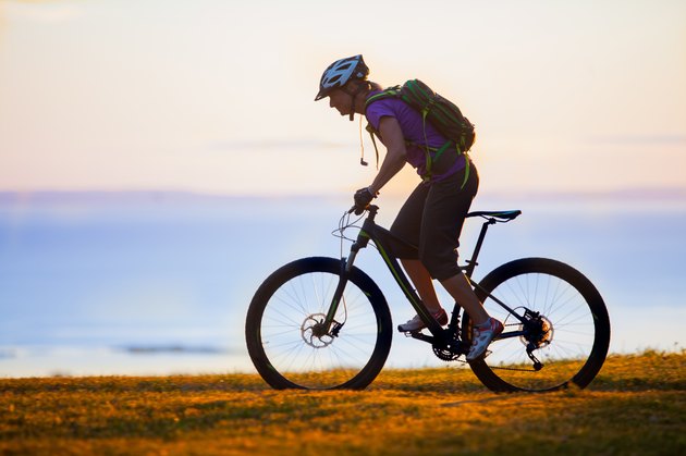 Woman mountain biking