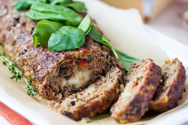 Meat roll, meatloaf, minced beef with vegetables, olives