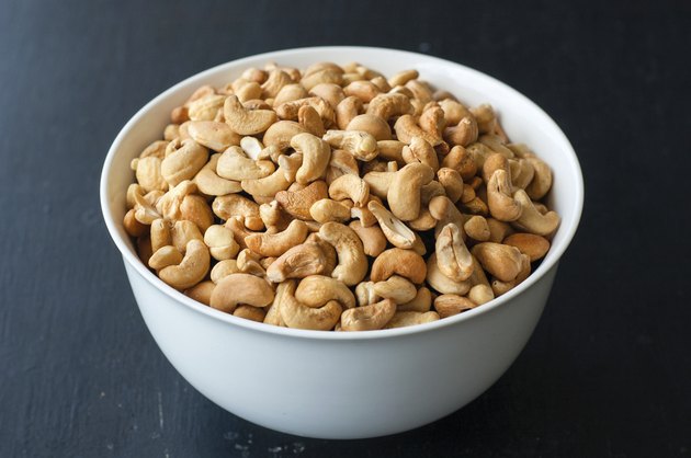 cashew nuts in white bowl