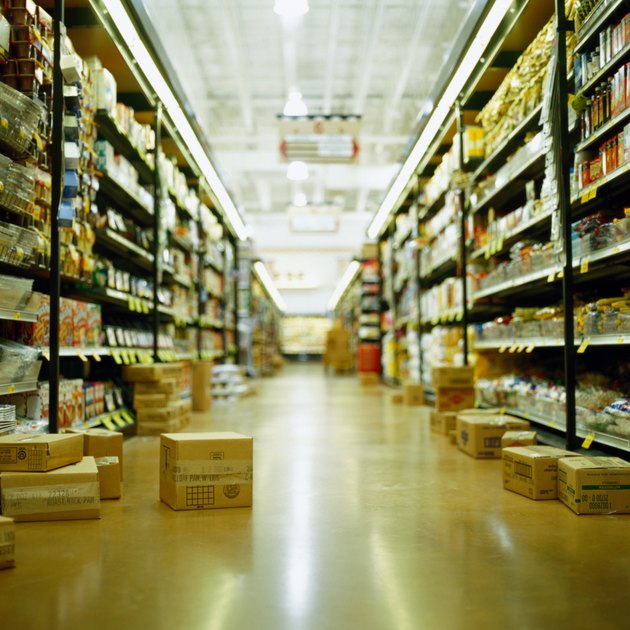 Grocery store aisle with boxes