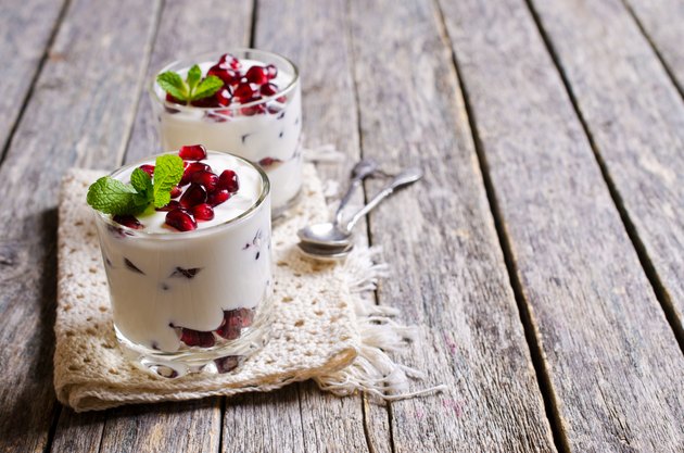 Yoghurt with pomegranate seeds