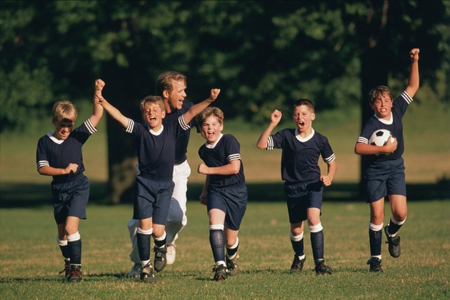 Soccer team with coach