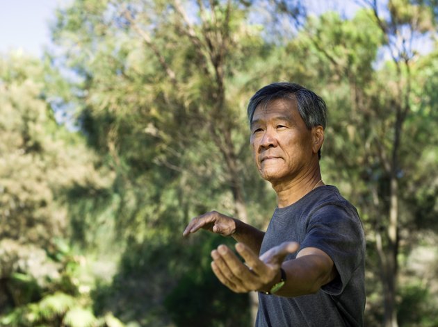 Man practicing martial arts
