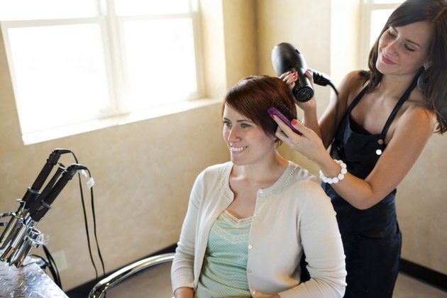 Hair stylist and client