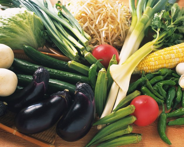 Variety types of vegetables, high angle view