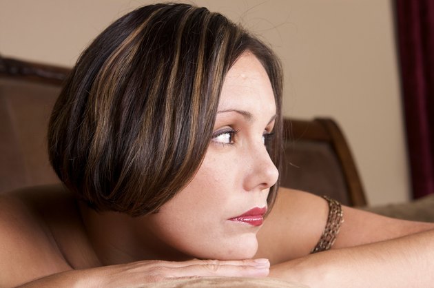 Pretty Brunette with Short Hair Looking Away