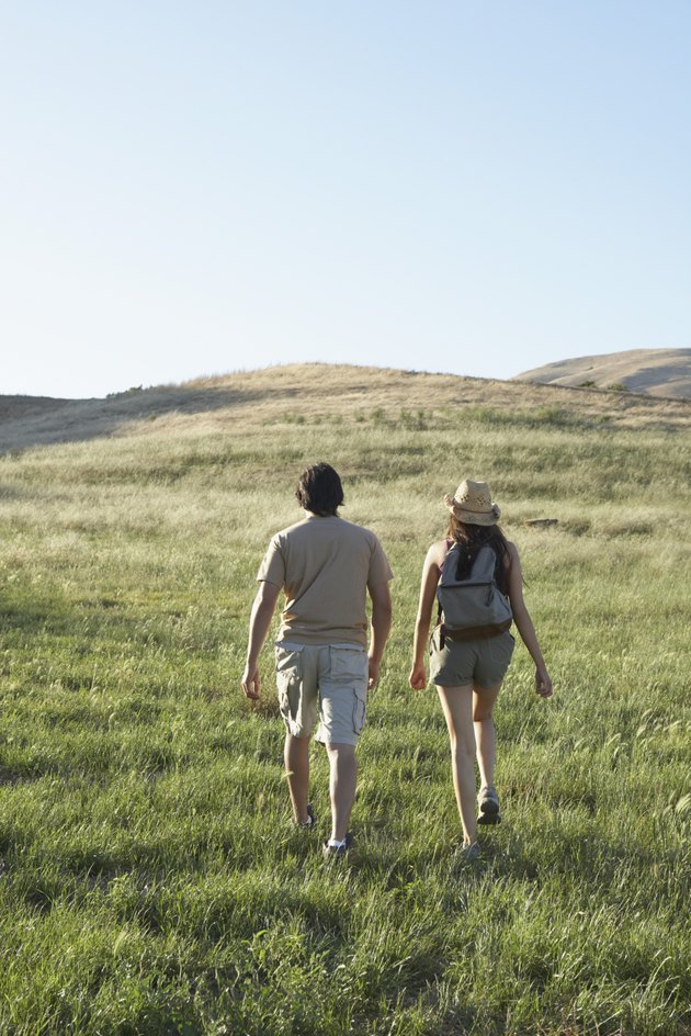 Young couple hiking