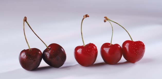 Cherries on white background, close-up