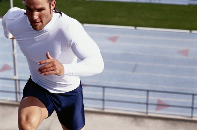 Young Man Running Up Stairs