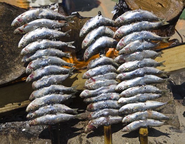Skewers of sardines